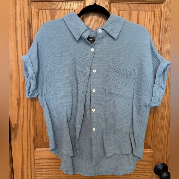SHEIN Tops - SHEIN Light Blue Button up